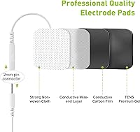 Vista 5 de TENS - Almohadillas de repuesto para unidad, 20 almohadillas de electrodo de 2 x 2 pulgadas, parches de electrodos autoadhesivos reutilizables