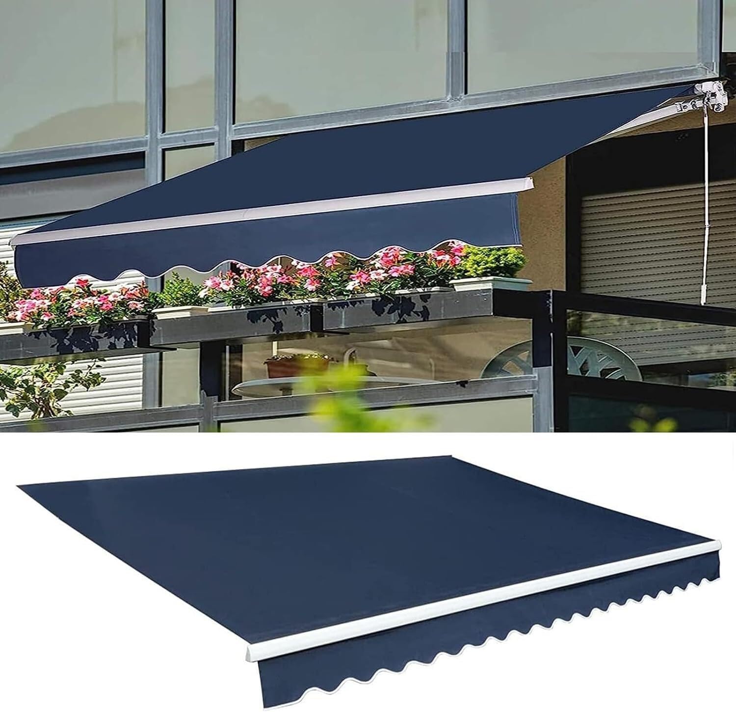 Toldo de poliéster retráctil ELzEy tela de repuesto de lona para patio e impermeable 3m