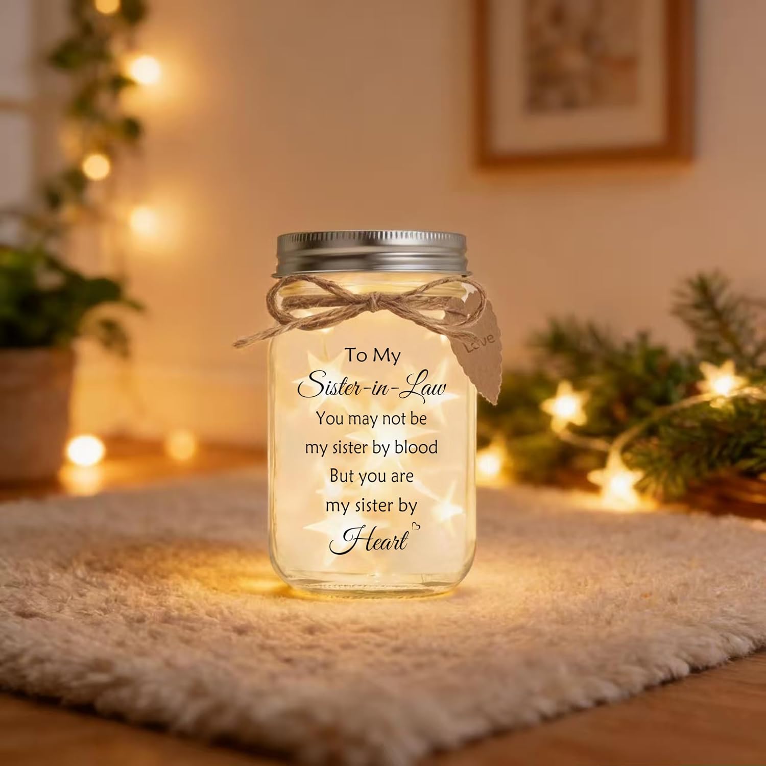 Best Sister in Law Gifts, Unique Mason Jar Night Light image 4