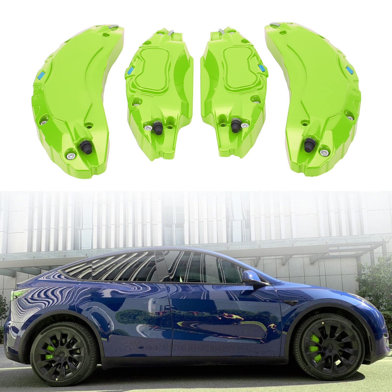 Cubiertas de la pinza del coche, 4PCS Cubierta de la pinza del coche de aleación de aluminio del disco de freno de repuesto para 18in 19 en Ruedas Hub (Verde)