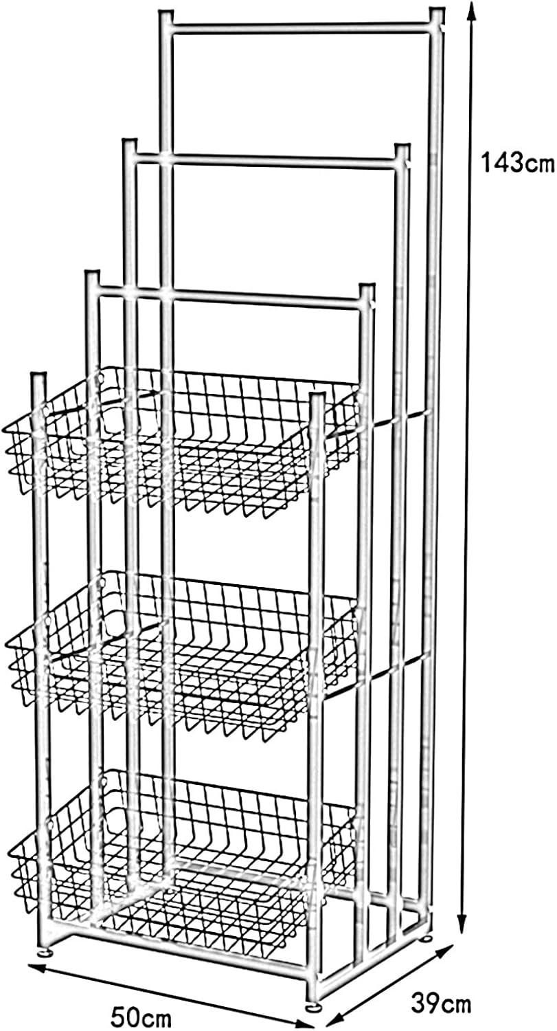 Standing Shelf Units,Home Theatre Convenience Store Retail Display Racks,Candy Food Service Storage Hanger,Belt Rain Gear Magazine Fruits Vegetabl(White 50x39x143CM)