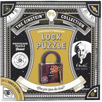 The Einstein Collection Lock Puzzle - Tricky Padlock Brain Game - Professor Puzzle 3D Brain Teaser Puzzles., Brown