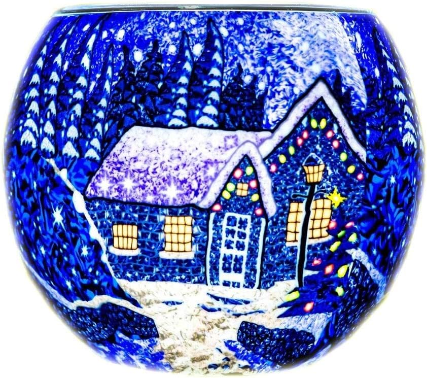 BenayaArt Ceramics Glass Nightlight Christmas Tealight Holder - Winter Wonderland