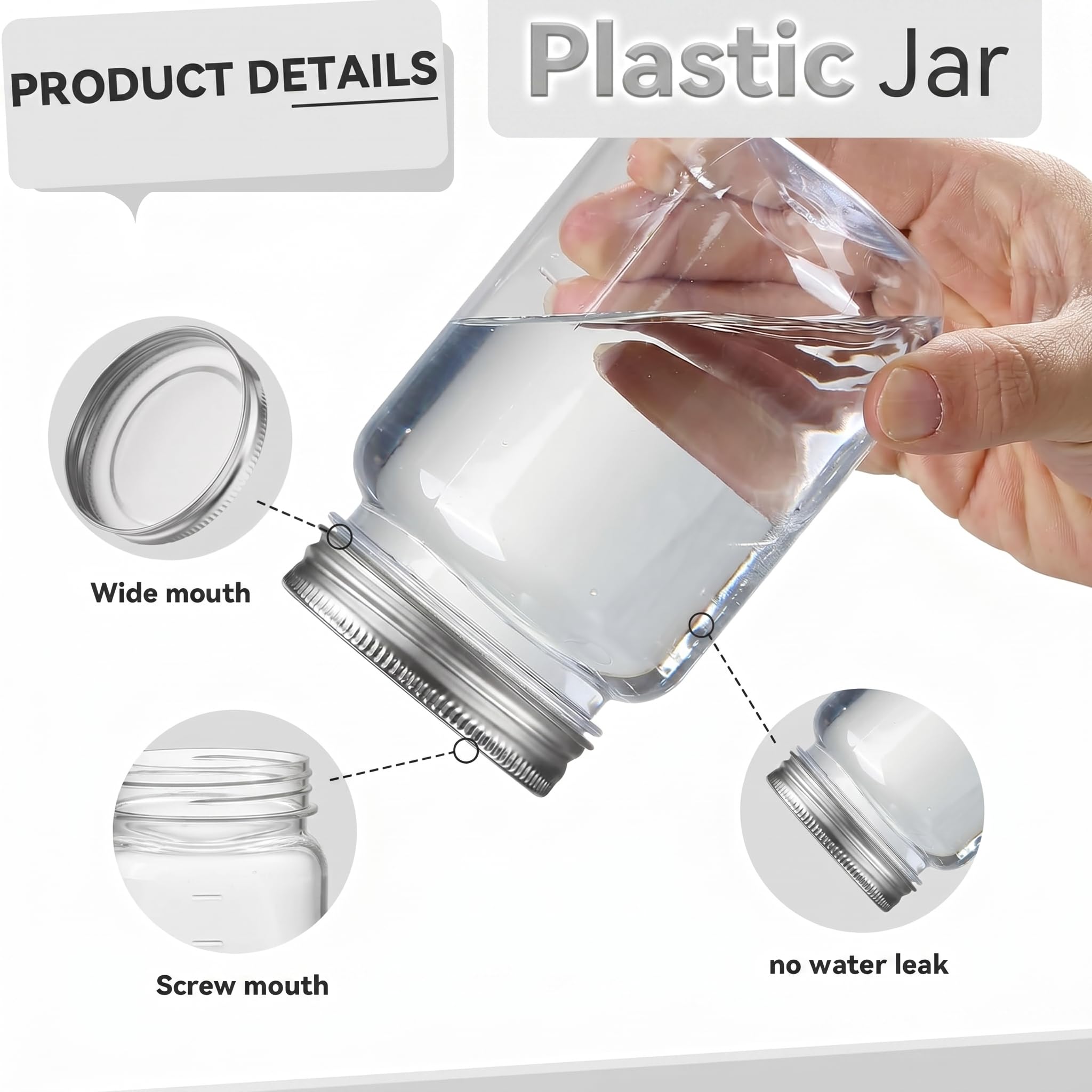 novelinks pot en plastique transparent de 16 oz avec couvercle rotatif - récipient de stockage de boue en plastique réutilisable, rond et vide - sans bisphénol A (paquet de 20)