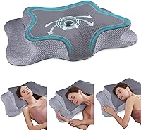 Vista 20 de Almohada cervical para el cuello para aliviar el dolor de dormir, almohadas de espuma viscoelástica de contorno, almohadas ergonómicas para dormir