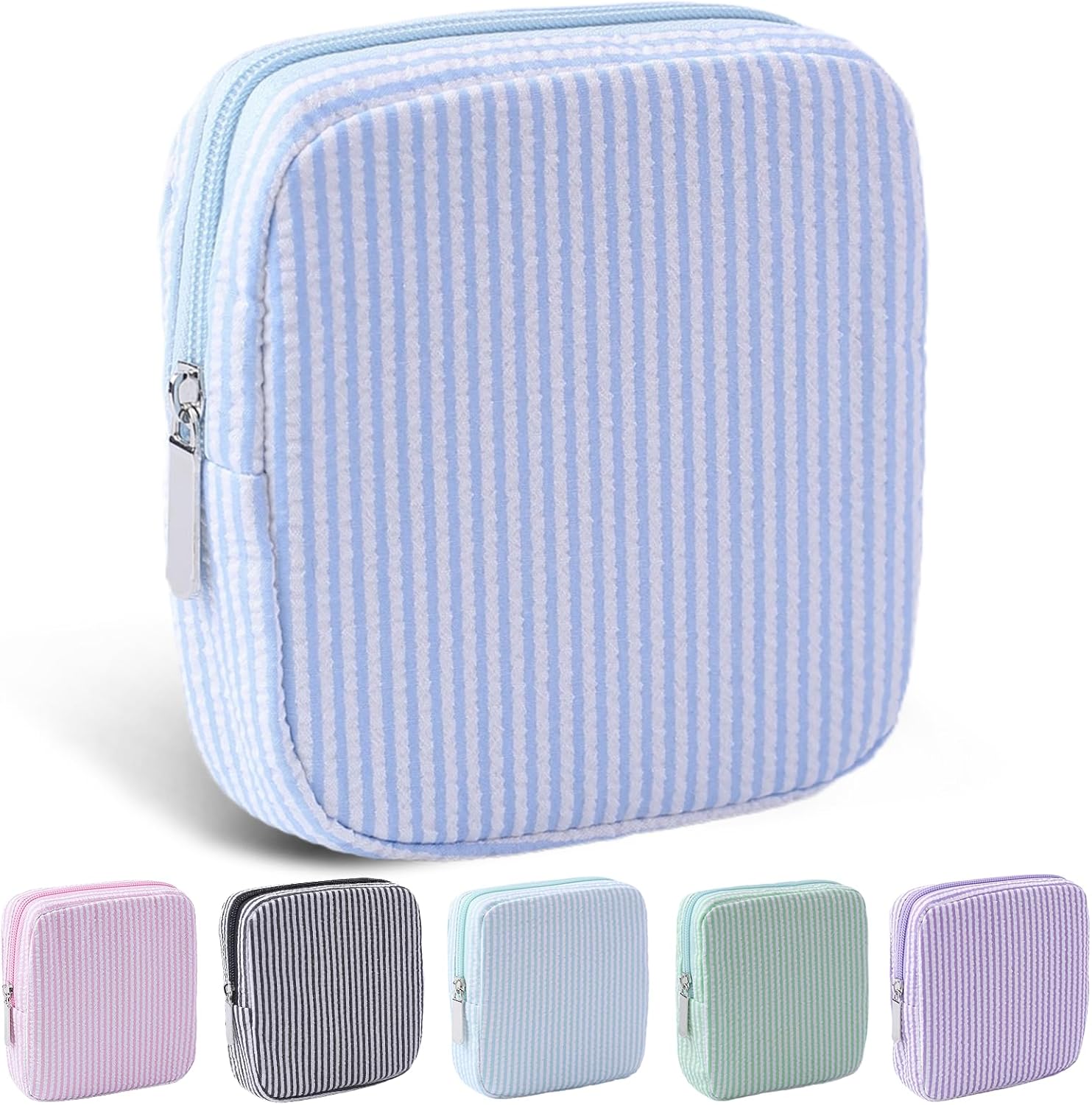 Period Bag for Teen Girls | Striped Sanitary Napkin Storage Bag | Cute Pads Pouch for Period | Menstrual Pouch for Pads, Tampons, Menstrual Cups & Panty Liners | Perfect for Travel & Daily Use