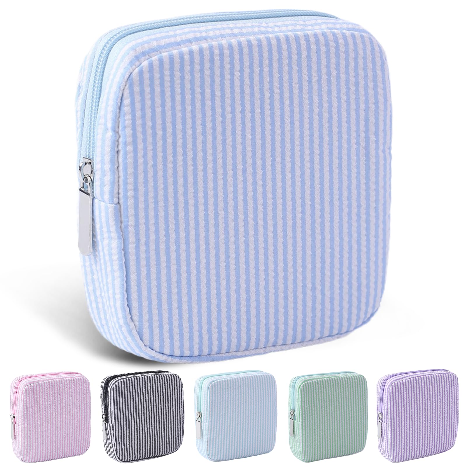 Teircno Period Bag for Teen Girls | Striped Sanitary Napkin Storage Bag | Cute Pads Pouch for Period | Menstrual Pouch for Pads, Tampons, Menstrual