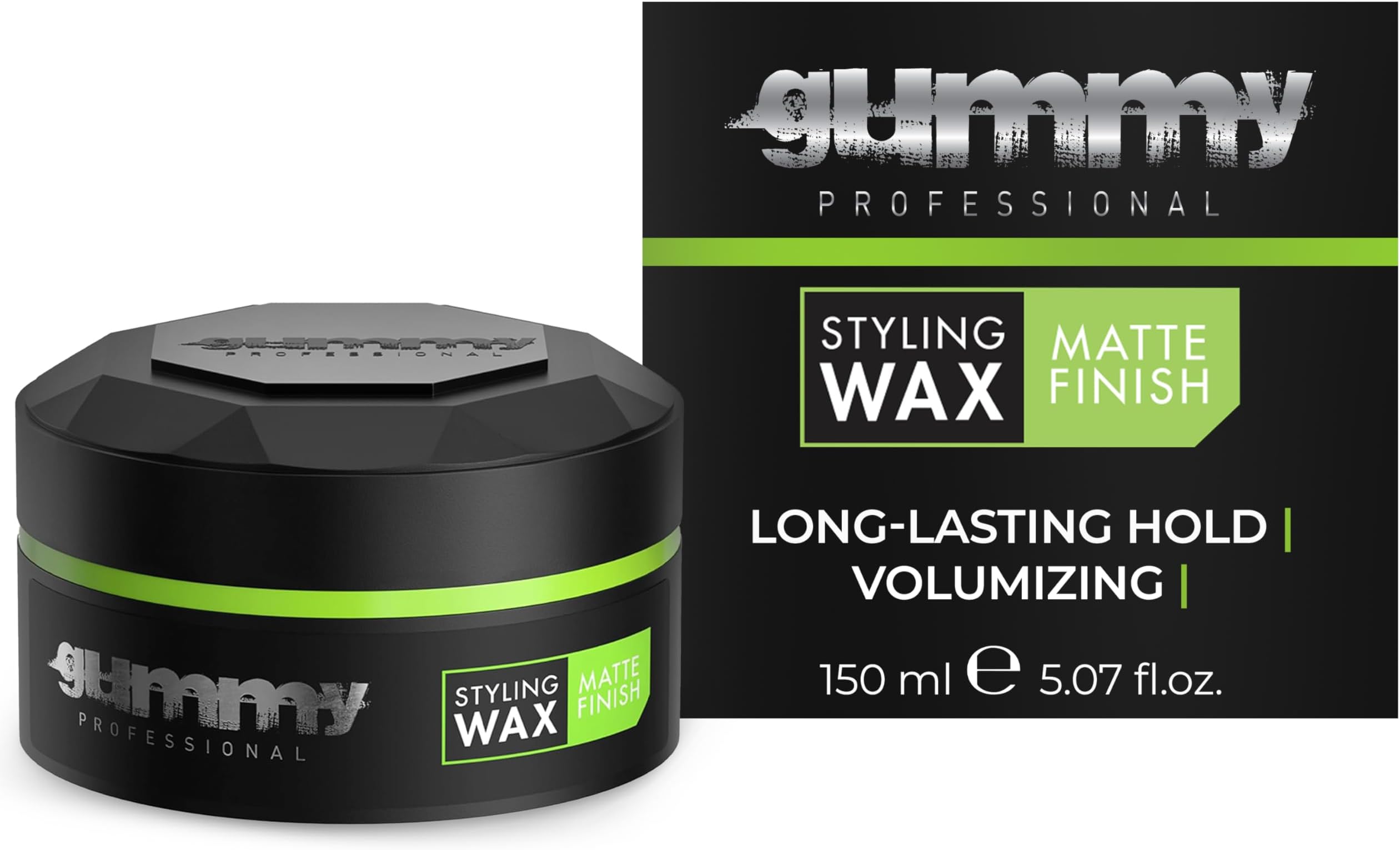 Gummy Professional Hair Styling Wax for Men & Women - Strong Hold Matte Finish - Flexible Hair Product for Long-Lasting Hold, Grooming, and Texturizing w/Professional Salon-Quality Finish –150ml | Matte Finish, 5.07 fl.oz, 150 ml