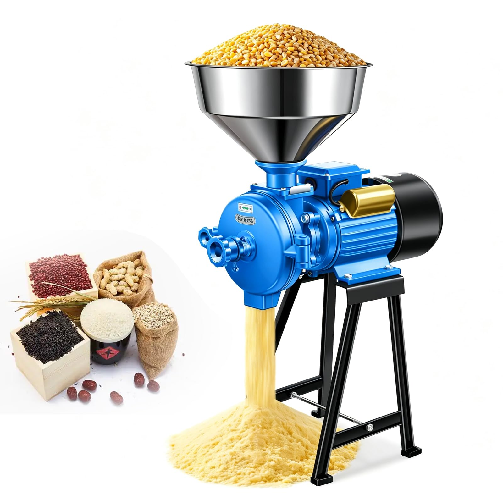 TYH Molino Eléctrico para Cereales Húmedos Y Secos, 3000 W, Portátil, con Embudo, para Moler Arroz, Maíz, Granos, Café, Trigo Y Harina