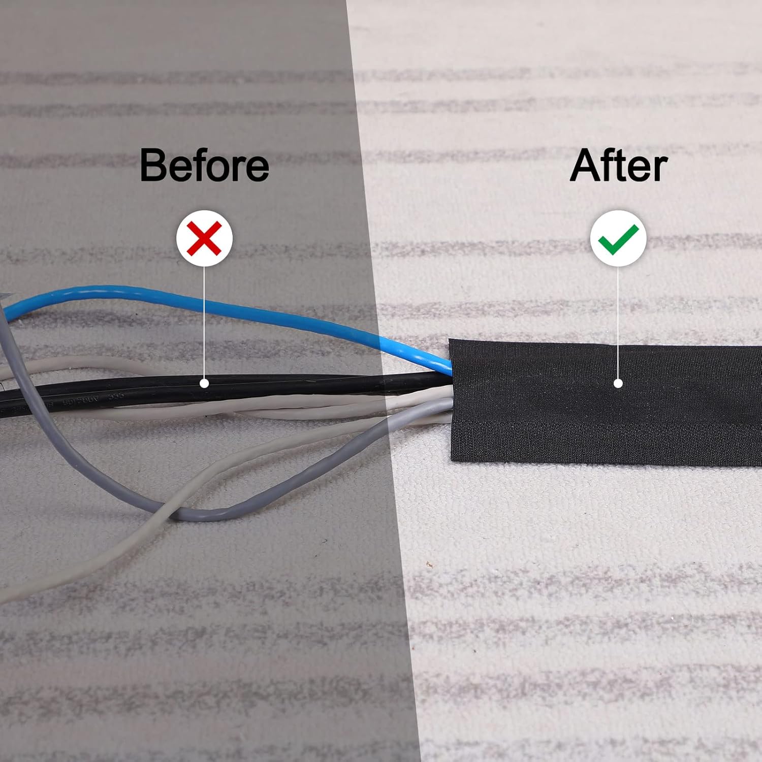 Syhood Cord Cover Floor Cable Protector Carpet Wire Cover Floor Cable Management for Office Carpet Organized and Protect(4 Inch X 100 Feet,Black)