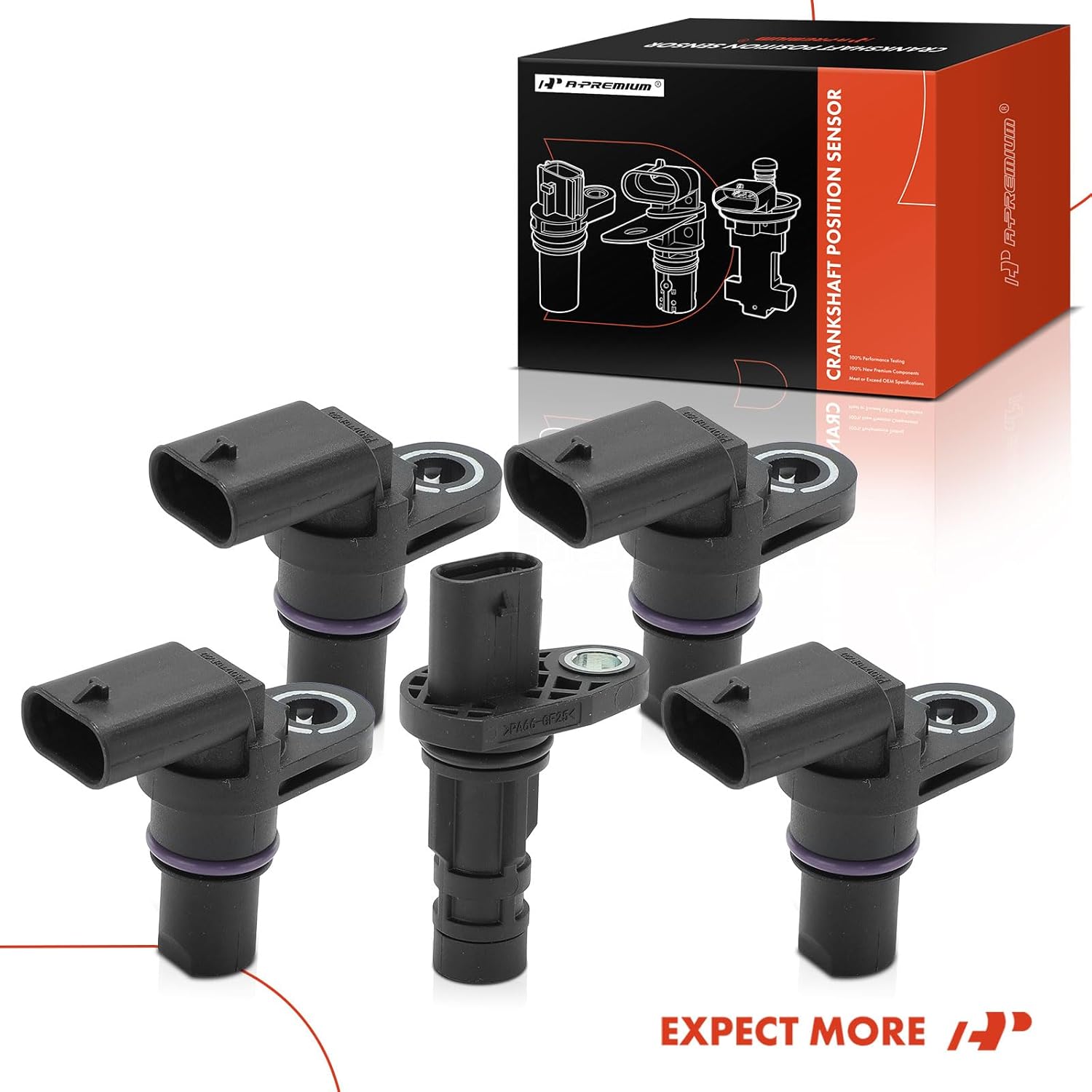 A-Premium 5-PC Engine Camshaft Crankshaft Position Sensors Compatible with Audi R8 2017 5.2L, Replace# 079907601A, 04C907601