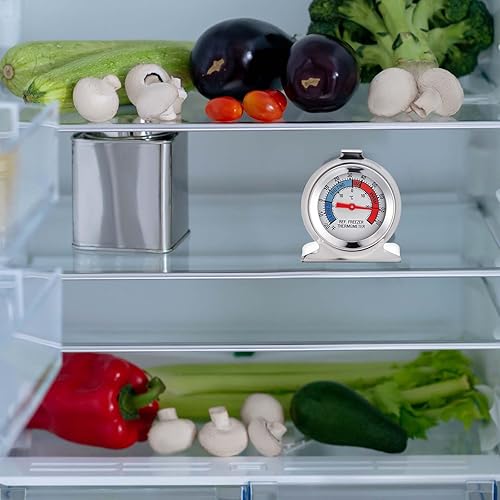 Miniatura 4 de Paquete de 12 Termómetro analógico de acero inoxidable para refrigerador congelador de esfera grande para refrigerador, congelador, refrigerador
