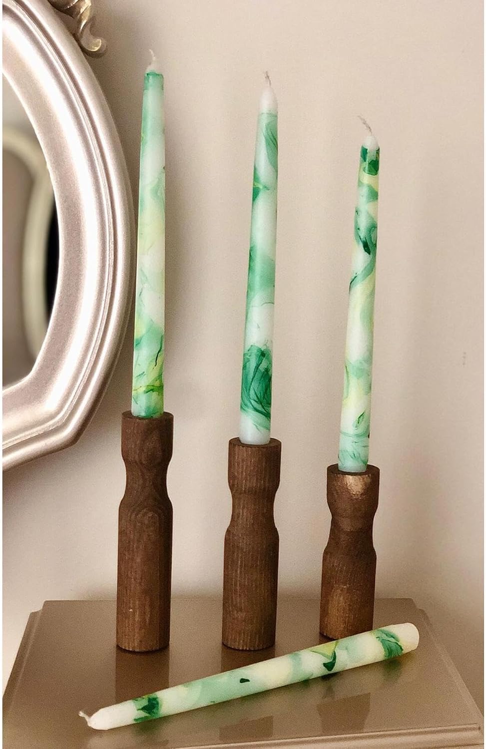 Handmade Wooden Candelabra - 3 Piece Candle Holder Set - Brown - 6.7 x 6.7 inches - Brown