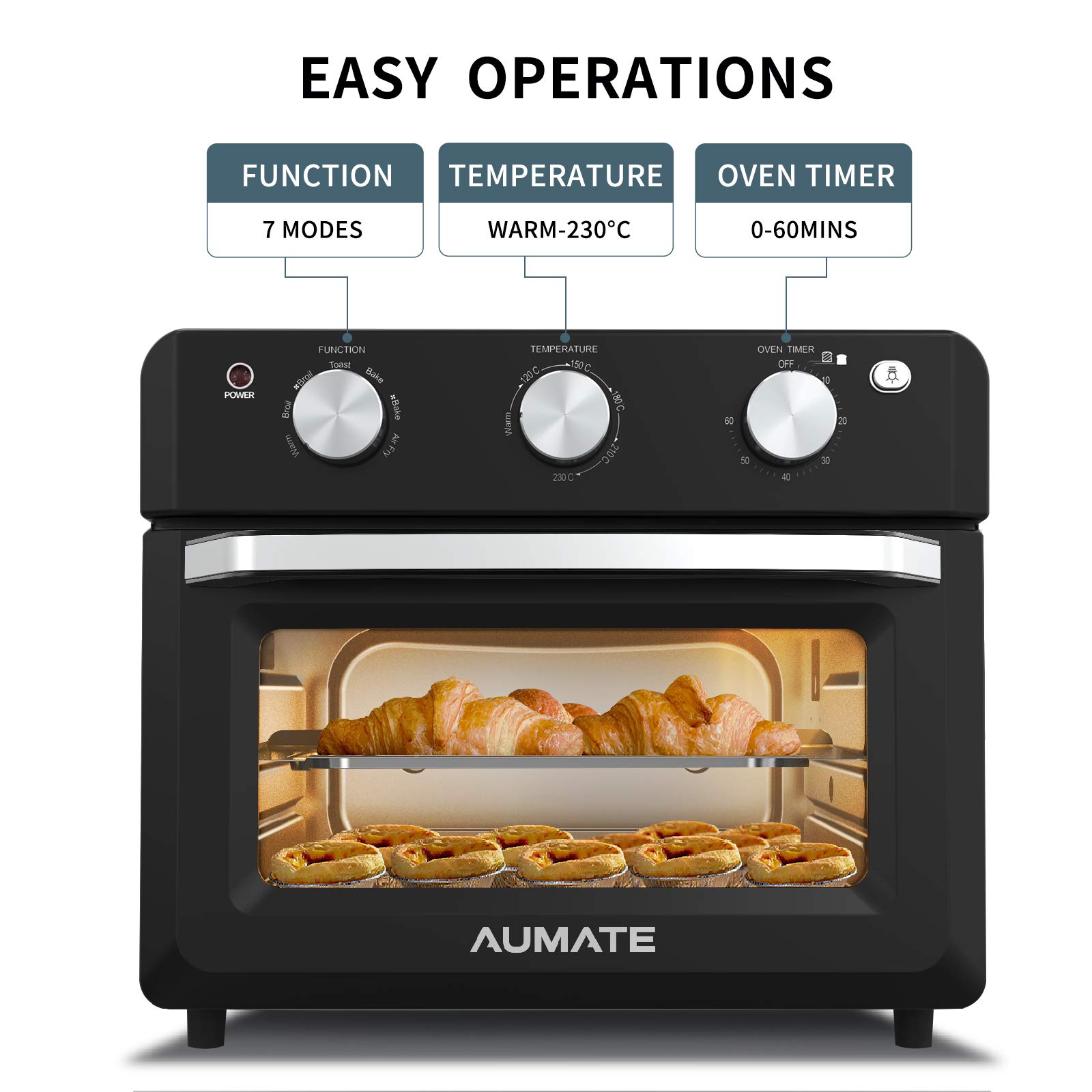 AUMATE Air Fryer Toaster Oven,18L Convection Mini Oven,1600W Large