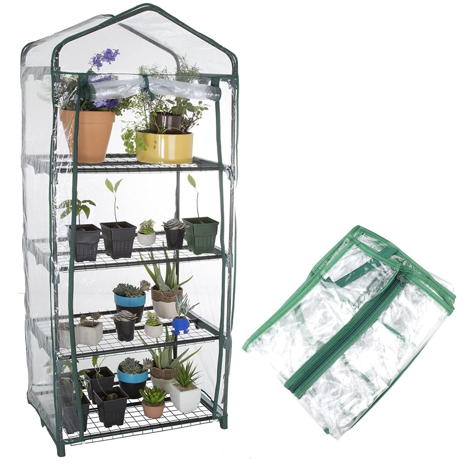 Taylor & Brown 4 Tier Greenhouse Cover Heavy Duty Replacement Spare Reinforced Growhouse Clear PVC Cover - 69x49x160cm