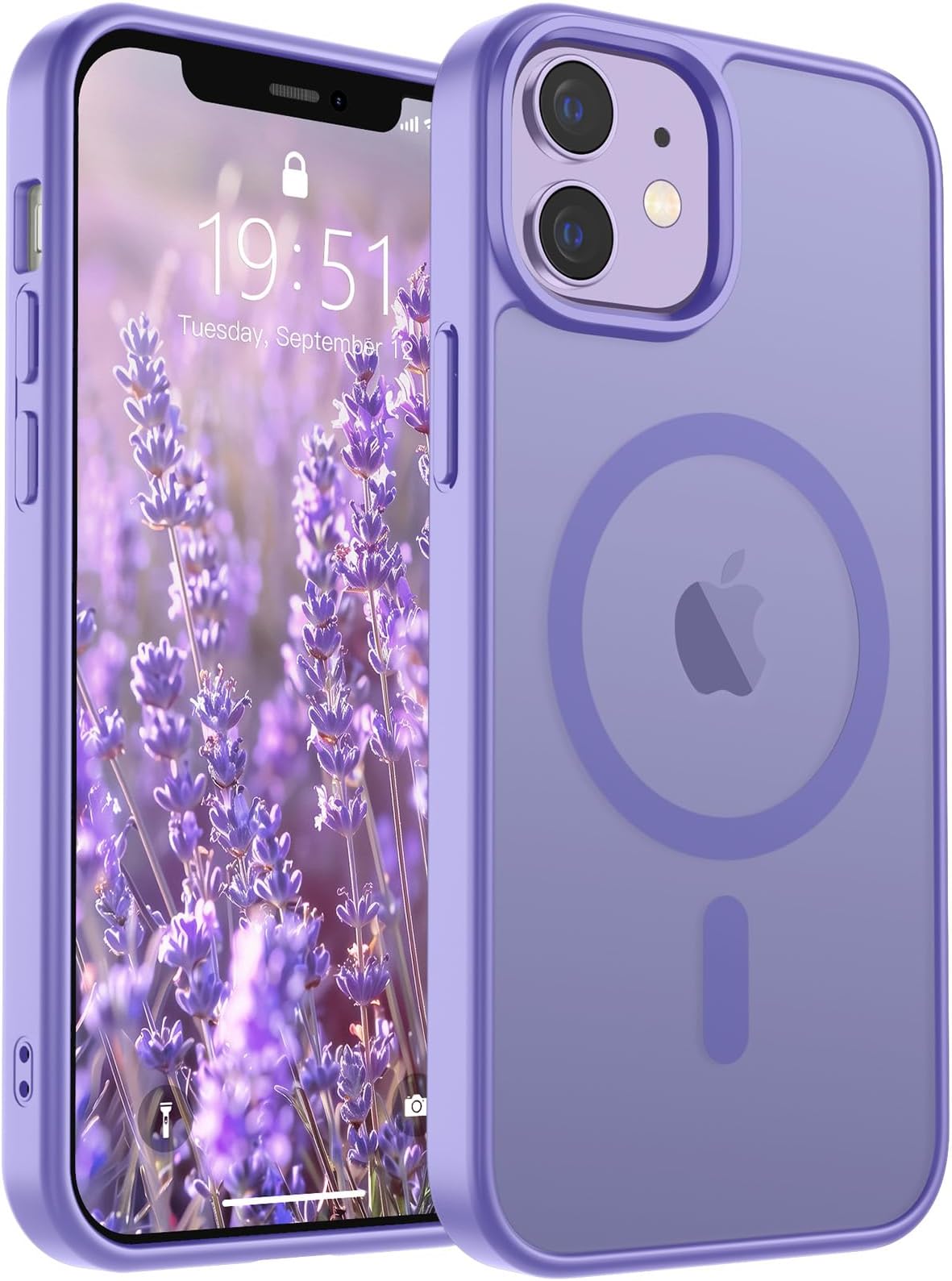 SUPFINE Magnetic for iPhone 12 Case/iPhone 12 Pro Case (Compatible with MagSafe) (Military Grade Drop Protection) Slim Translucent Matte Shockproof with Anti-Fingerprint Phone Case,Purple