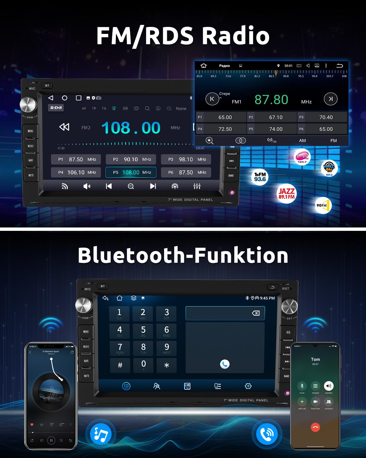 ESSGOO Drahtloses Carplay und Android 4+64G Android 15 Auto Autoradio Für VW Polo MK3/4 9N Golf 4 Passat B5 T5 Seat Skoda, 7 Zoll Touchscreen mit Bluetooth FM RDS GPS WiFi - 5