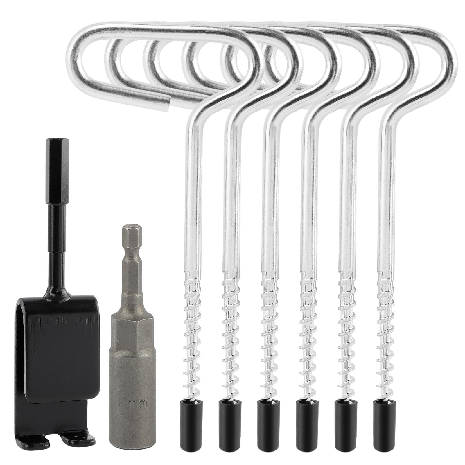 Ice Fishing Shelters 10-Piece Ice Anchor Kit Drill Adapter