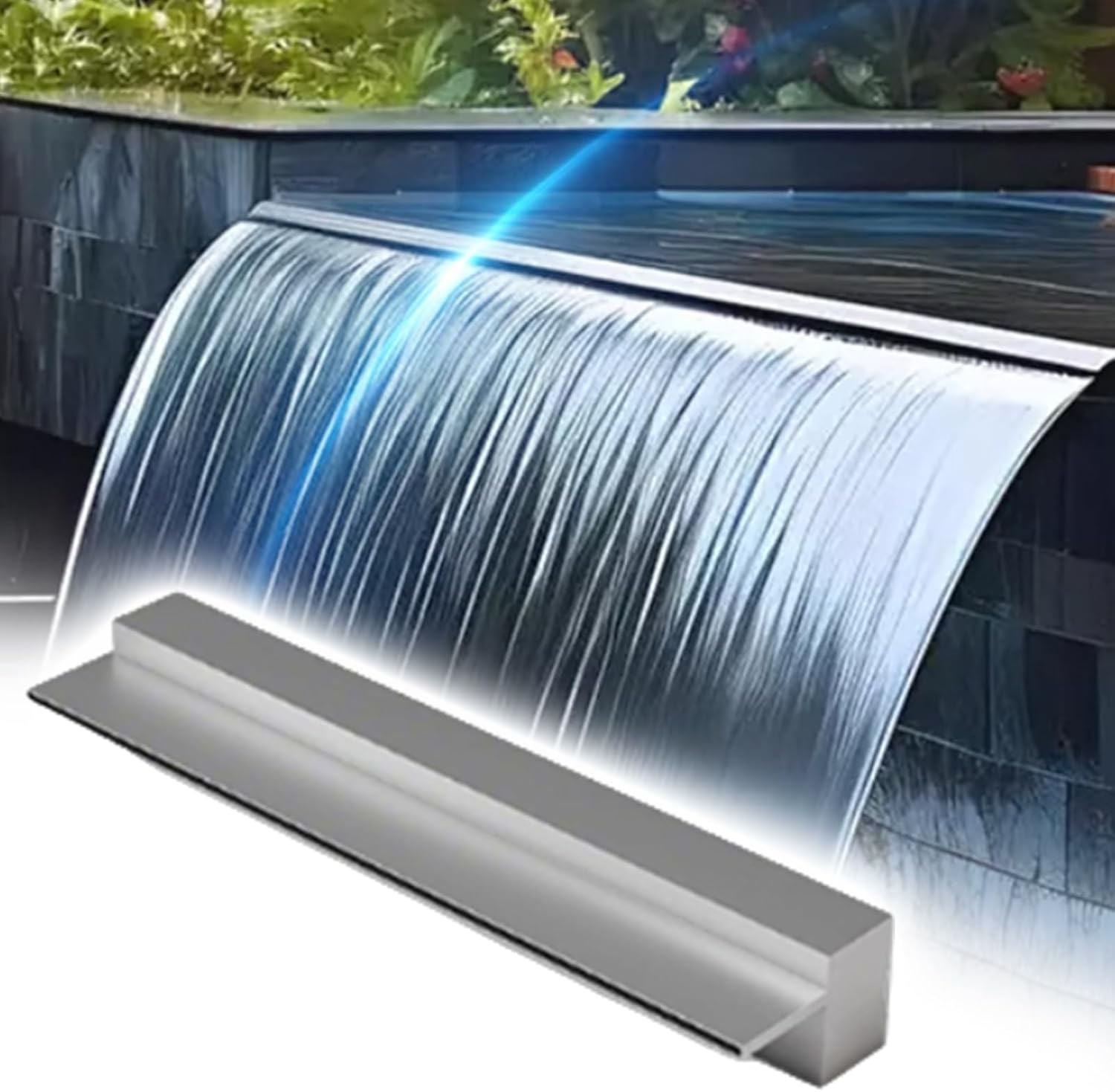 31.5in Large Waterfall Spillway for Outdoor Ponds & Indoor Fountains, Heavy Duty Wall Mounted Garden Water Feature, Durable Embedded Waterfall Kit (80cm)