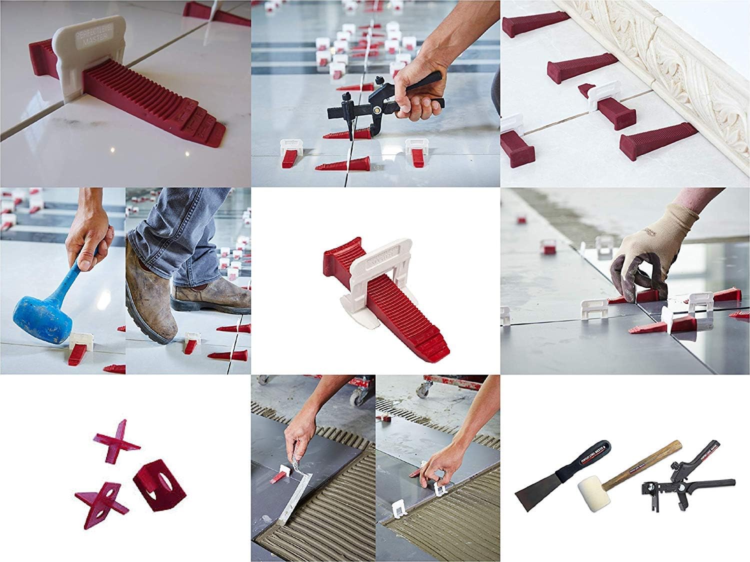 T-Lock - 1000 red wedges PERFECT LEVEL MASTER - Professional Anti lippage Tile leveling system - (white T-Lock clips spacers not included and sold separately)