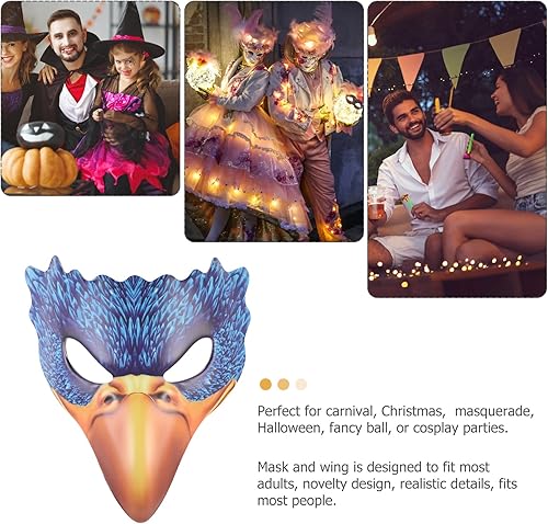 Miniatura 5 de Sewroro Máscara de cabeza de animal para Halloween, máscara de pájaro, máscaras de cuero con pico de nariz, Steampunk para Halloween, cosplay,