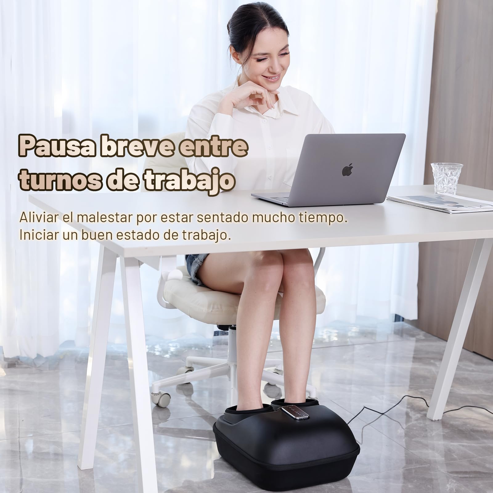Masajeador de pies Shiatsu BeSokar​​ con mando a distancia, función de masaje de amasado 6D, rodillos y compresión neumática, 3 niveles de intensidad para músculos y plantas de pies cansados, terapi