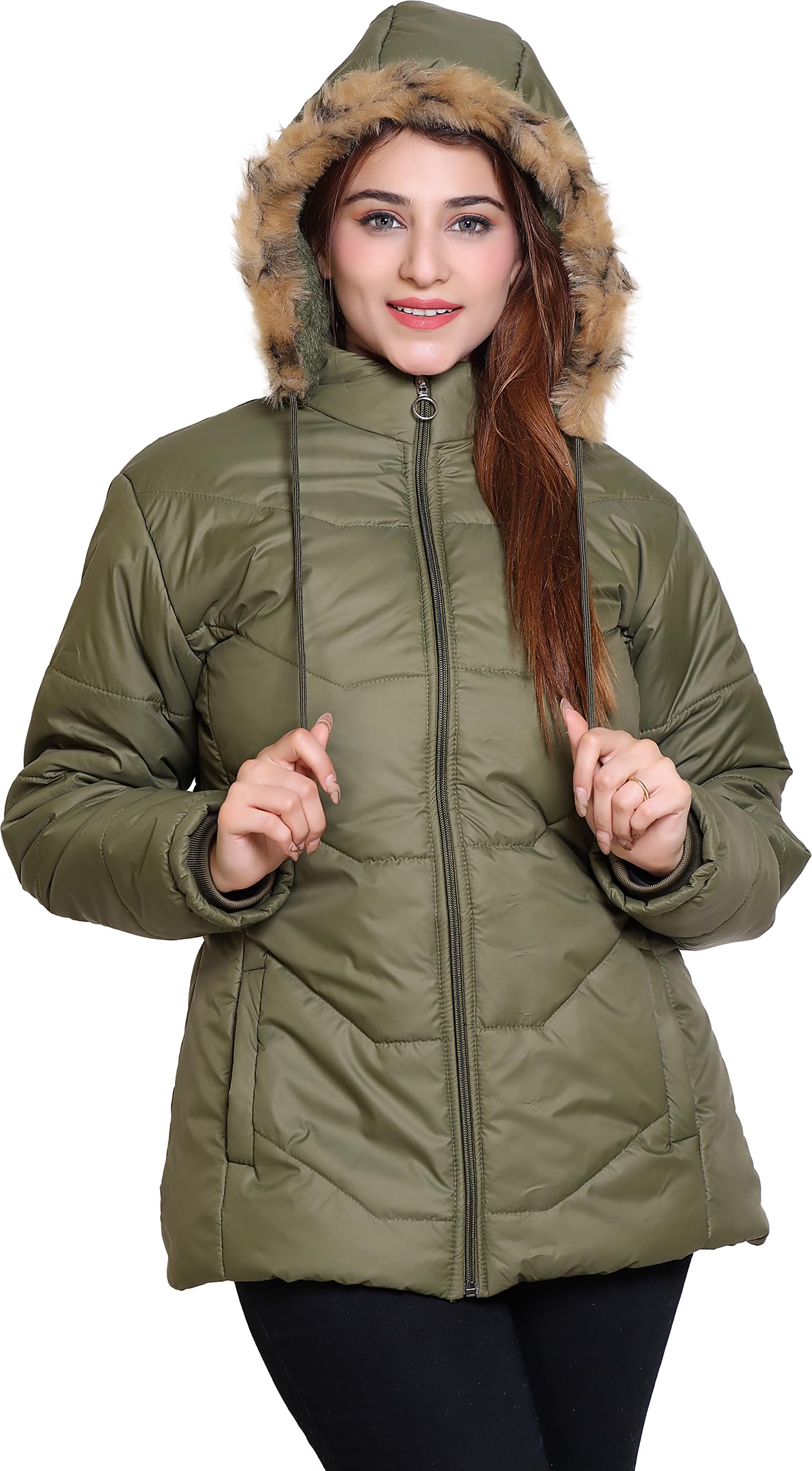 GenericSTUFFLIN Women's Quilted Jacket | Full Sleeve Solid Puffer Jacket | Winter Wear Jacket | Hooded Jacket