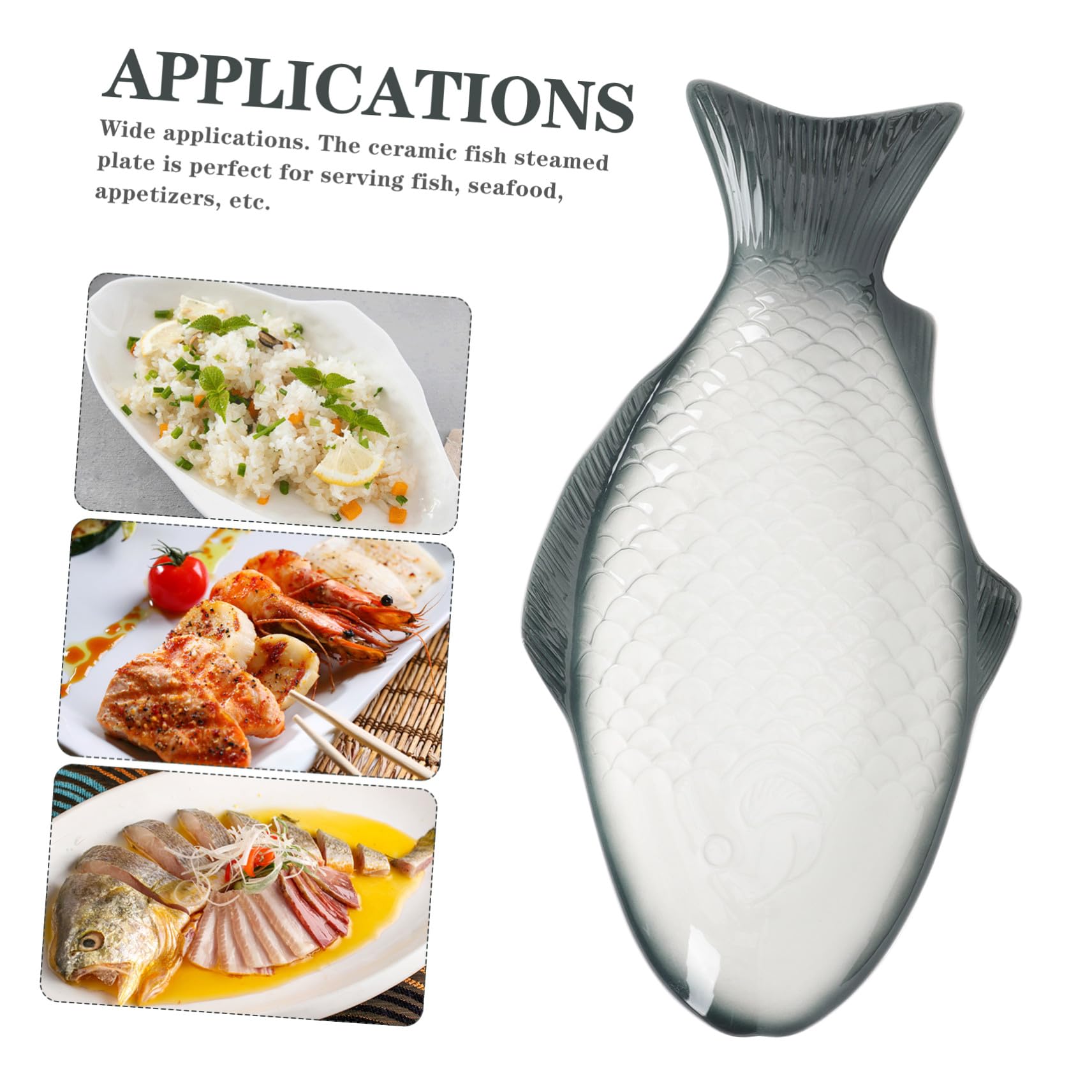 Bandeja Decorativa para Servir Pescado de Cerámica Forma de Pez, Elegante y Delicada para Aperitivos y Mariscos