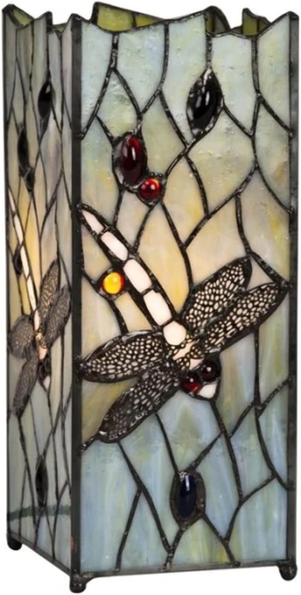 MiniSun | Beautiful Hand Crafted Tiffany Inspired Decorative Dragonfly Design Square Glass Table Lamp | Table Lamps & Home Improvements Essential
