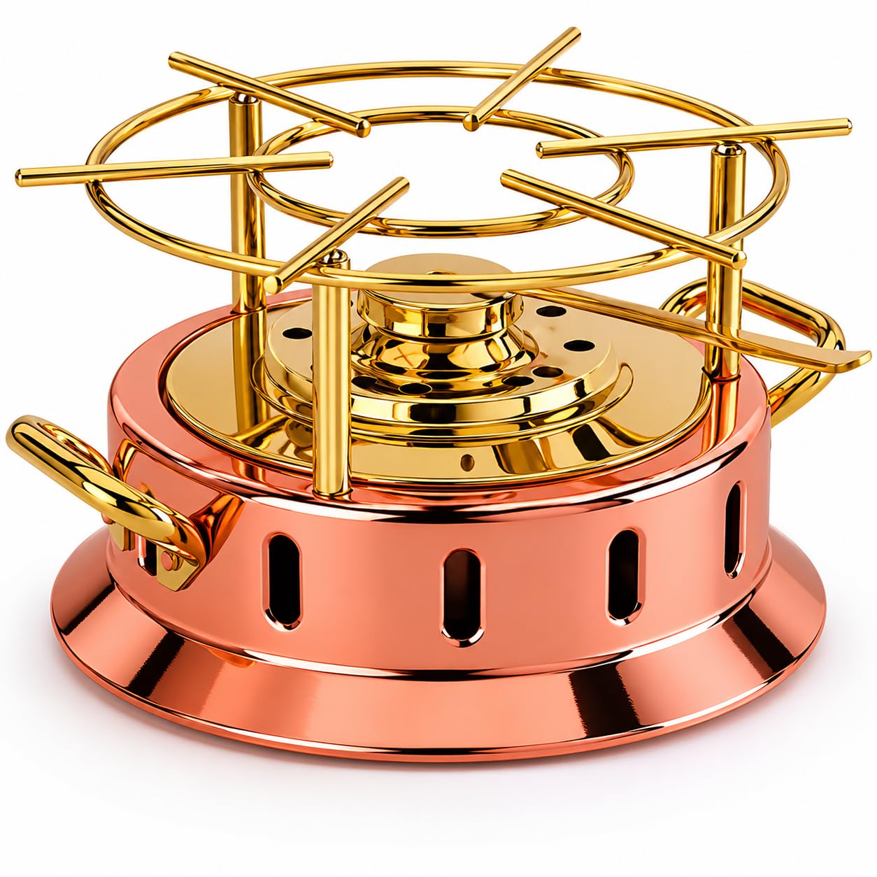 Fornello Flambé a Gel (alcol) in Rame e Ottone Bembo Made in Italy – Réchaud da Tavola Professionale per Flambé, Show Cooking, Ristorazione e Servizio al Tavolo