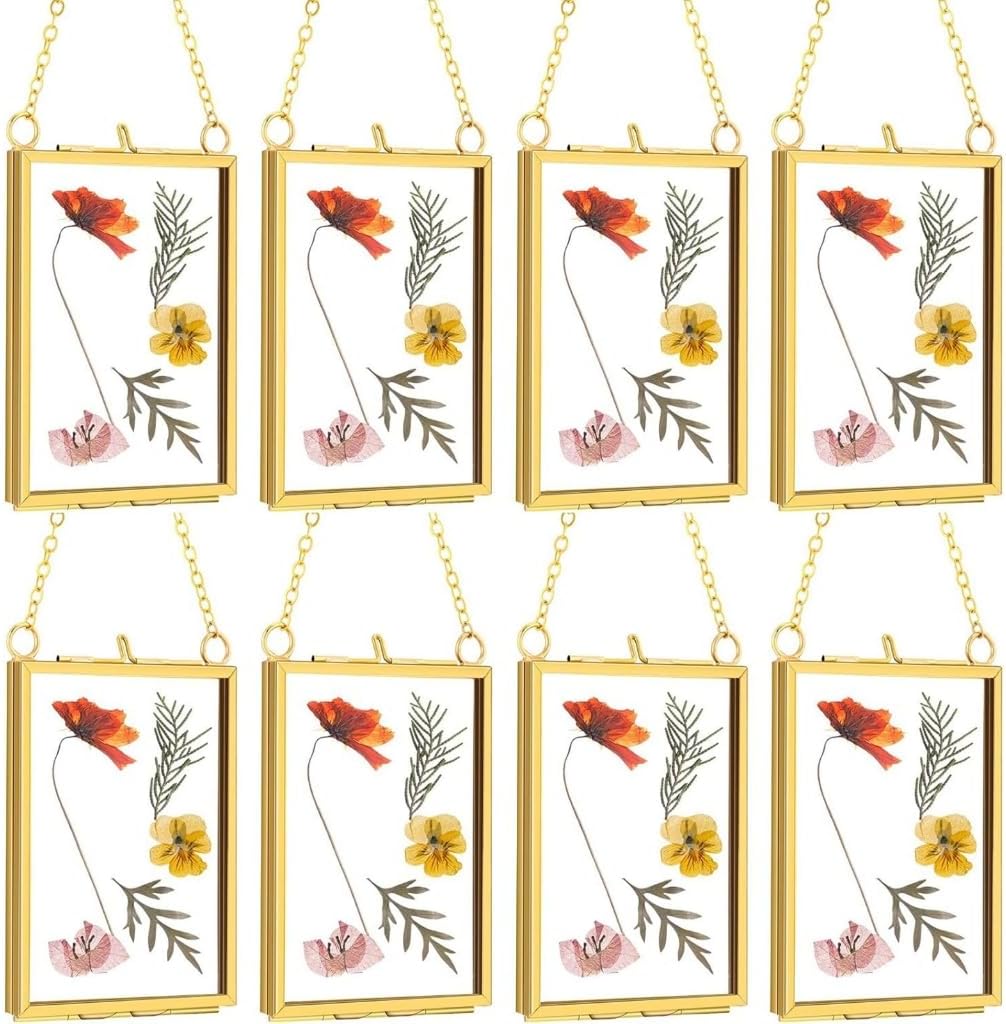 2Pcs Wall Hanging Dried Flower Holder Square Metal Frame for Pressed Flower