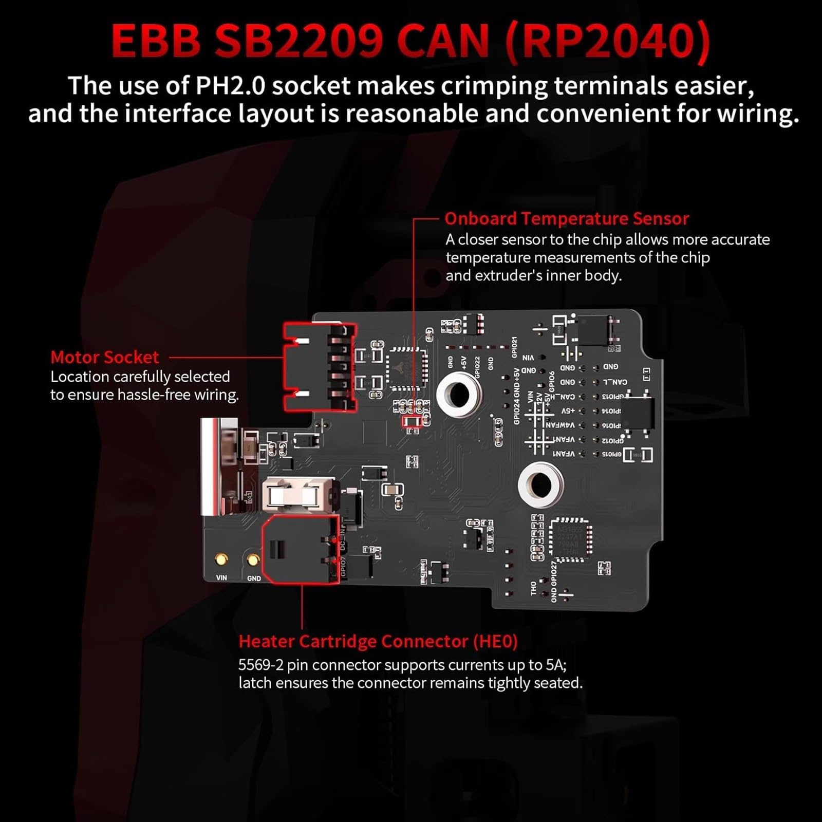 EBB SB2209 CAN(RP2040) Board Hotend Klipper Canbus Extruder HeadTool Max31865 Adapterplatine für Voron StealthBurner EBB SB2209 CAN (RP2040) für Voron StealthBurner 3D-Druckerteile Hotend Klipper