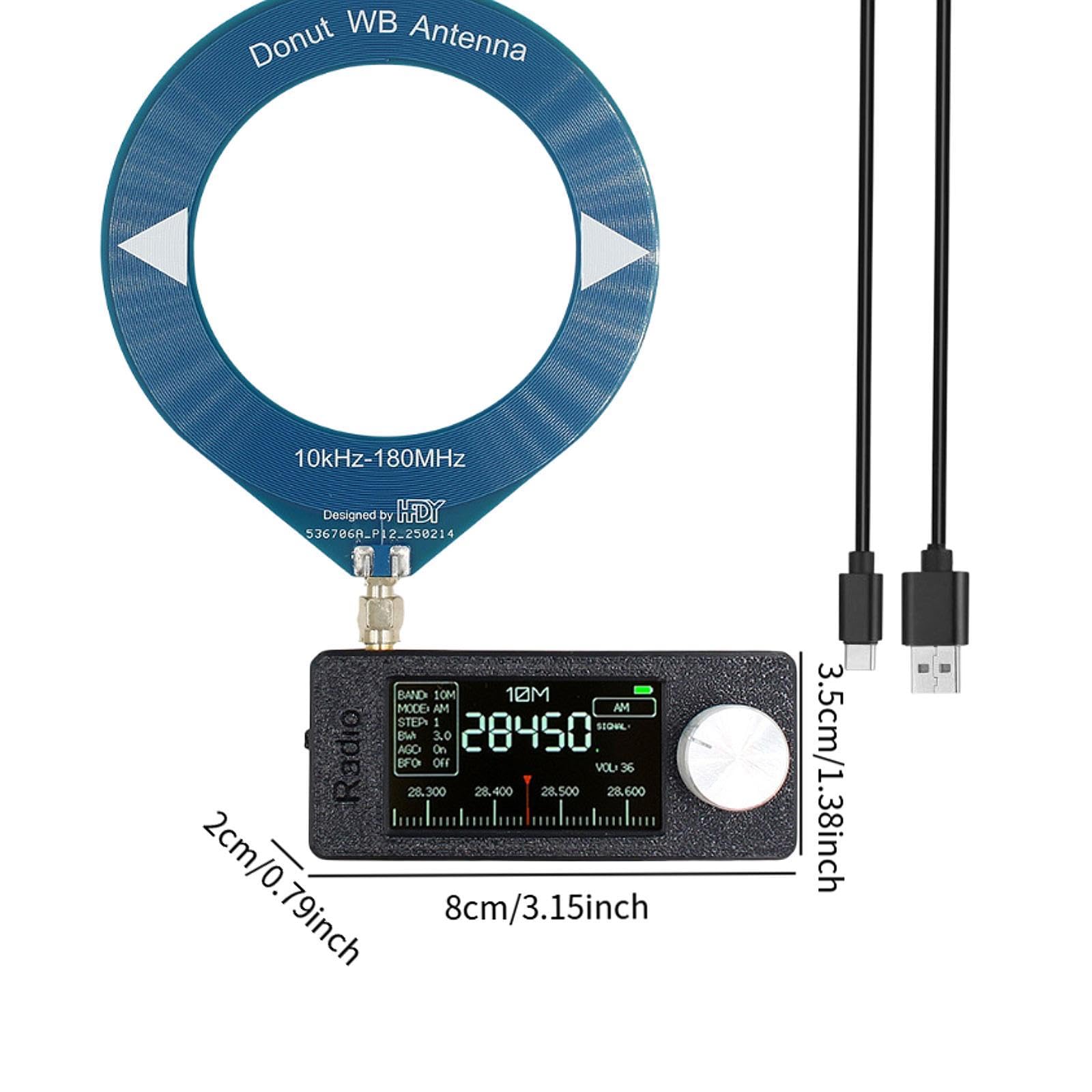 Mini Radio Portátil con Pantalla de 1.9 Pulgadas Receptor de Bolsillo Antena de Bucle Chip DSP Multifuncional Adecuado para Viajes Pesca Picnic Oficin, Azul Negro