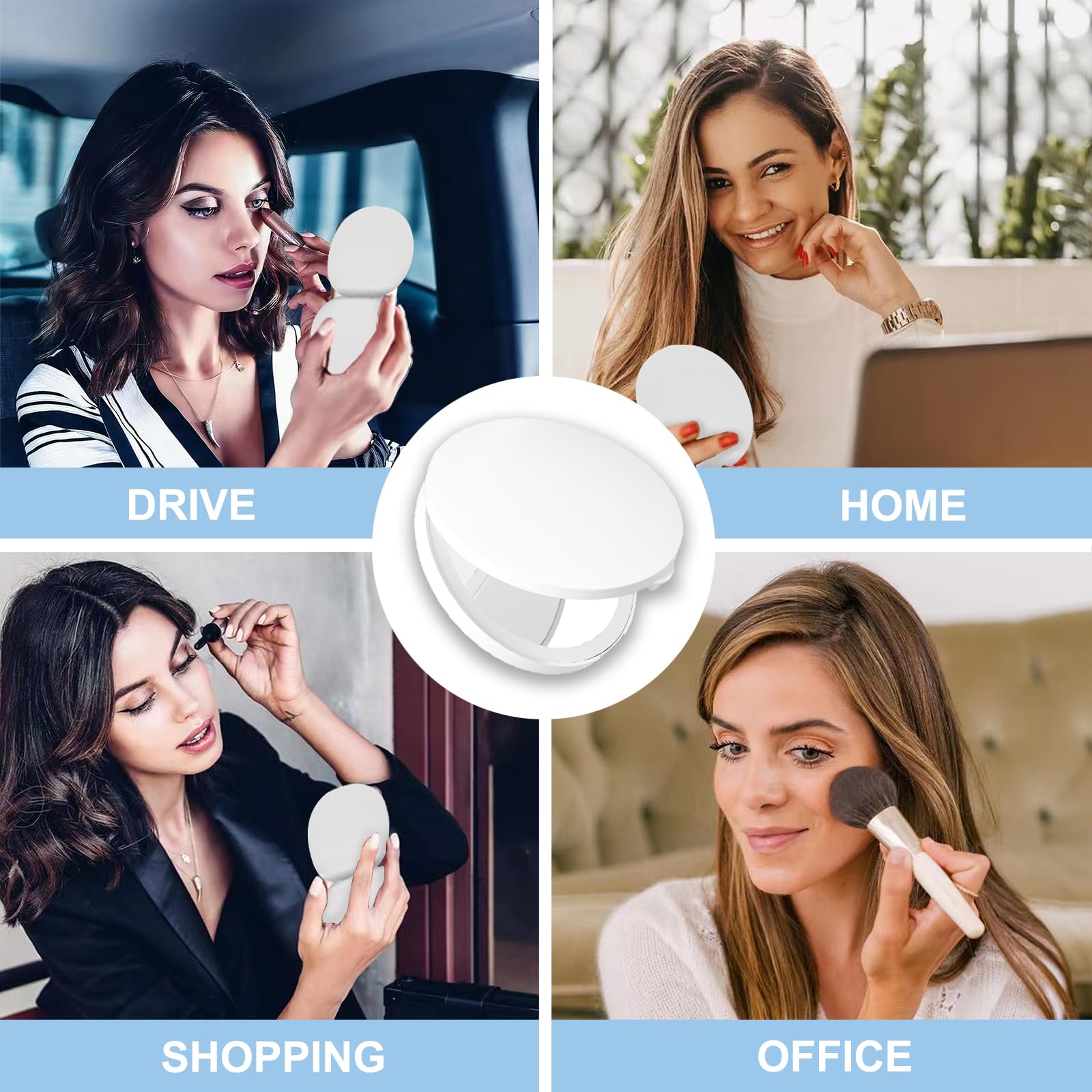 Giazee Compact Makeup Mirror with LED Lights, 1x/2x Magnification, Portable and Lightweight Travel Mirror, Ideal for Women’s Handbags - Image 4