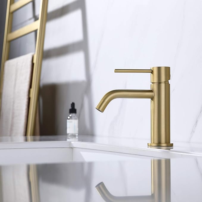 Mezcladora Lavamanos Monocomando 1 Hueco Acabado Dorado miniatura 2