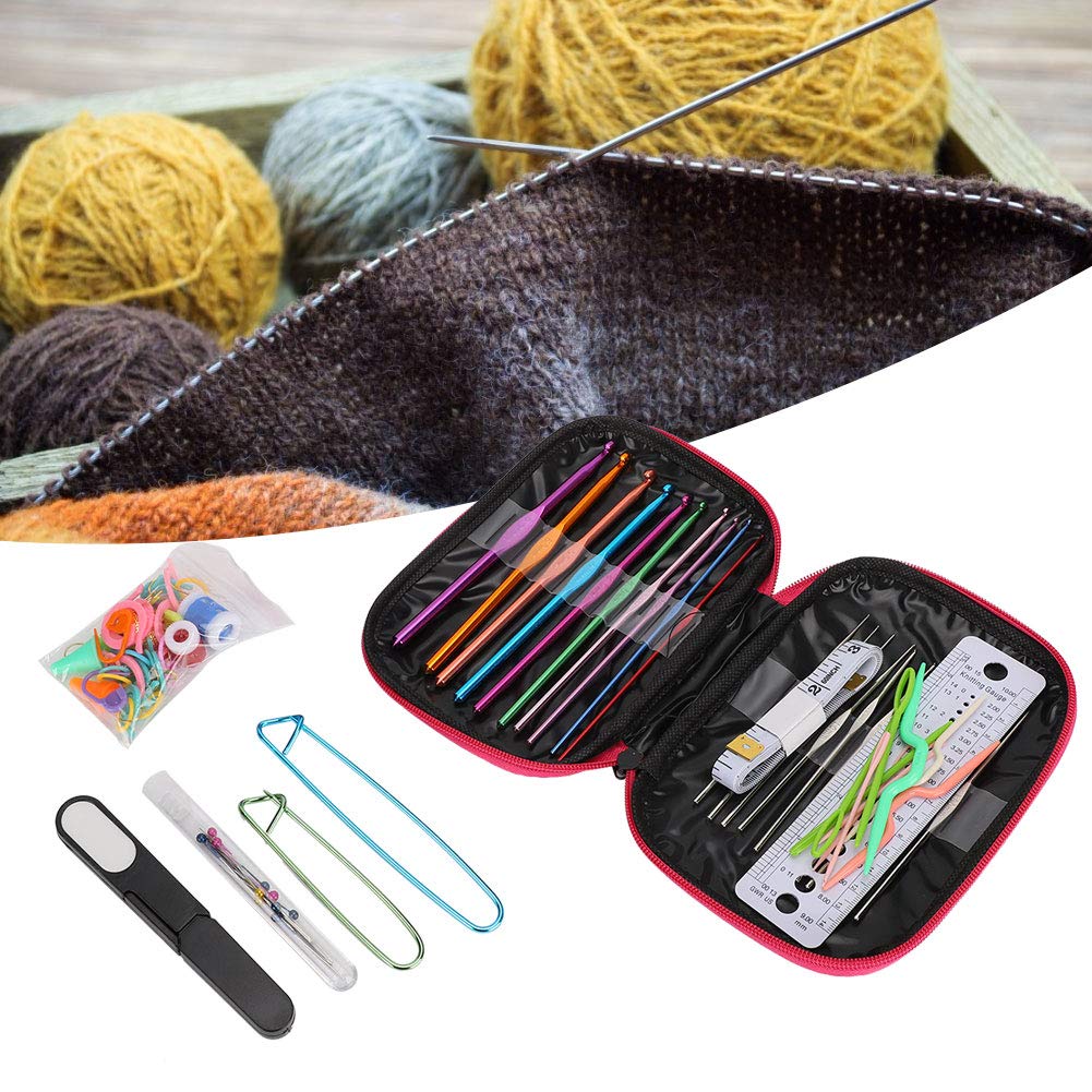 Aiguille Au Crochet Femme Kit Complet Crochet 100 Pièces Pour Débutants - Aiguilles 0.6-6.5mm Avec Accessoires Coffret Rangement