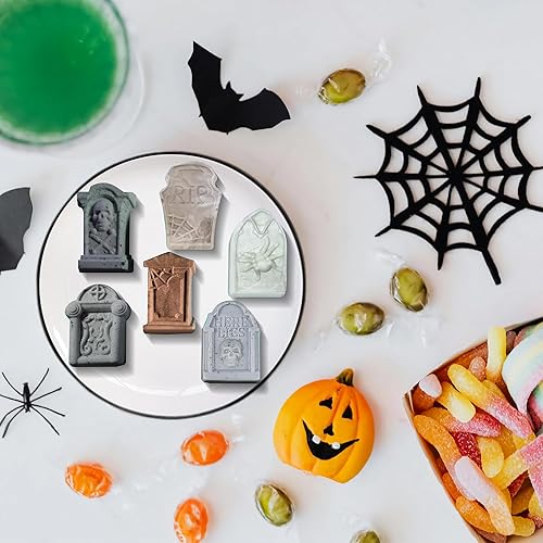 Miniatura 6 de Sidosir 2 moldes de silicona para gomitas de chocolate con lápida de Halloween, molde de Halloween para postre de mousse, moldes de silicona