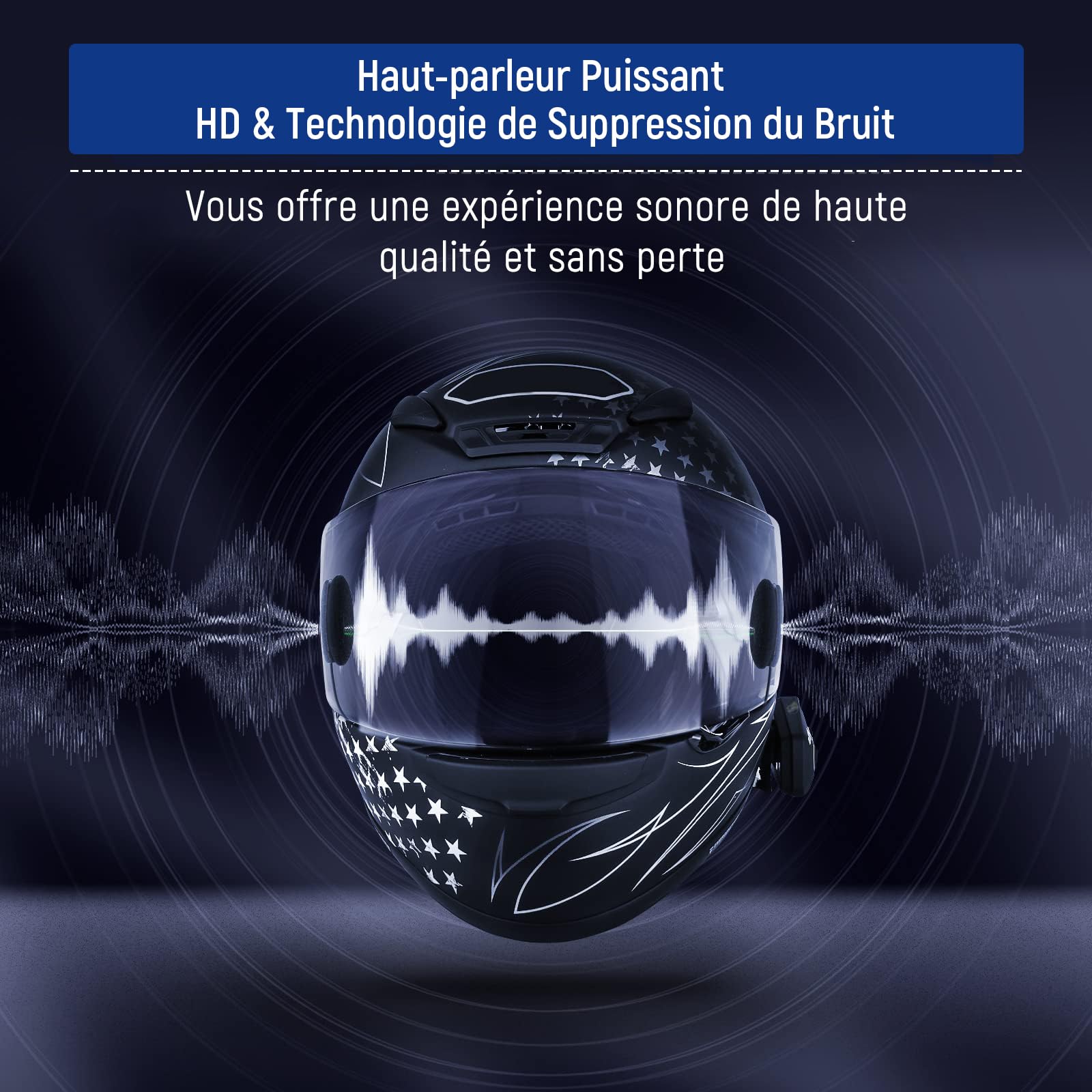 LEXIN B4FM Intercom Casque de Moto Bluetooth, Mains Libres 1-10 Motards, système de Communication avec Partage de Musique, écouteurs pour Moto