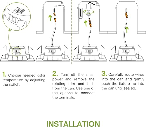 Miniatura 8 de ASD Kit de reequipamiento de luces LED empotrables de bronce de 4 pulgadas cuadrado 5CCT 2700K 3000K 3500K 4000K 5000K Color ajustable 9W 709LM