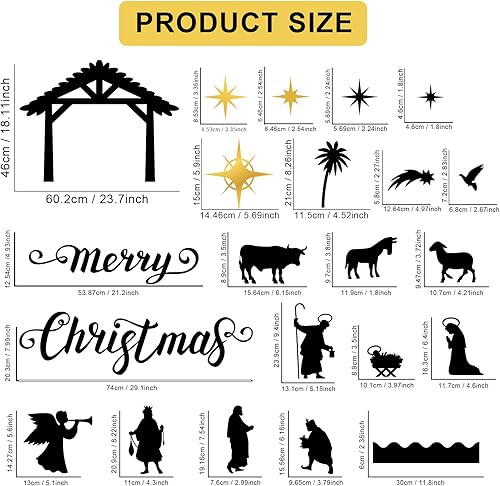 Miniatura 3 de Juego de 82 tablones de anuncios de Navidad con bordes, tablero de anuncios cristiano de Feliz Navidad, decoraciones religiosas, recortes de