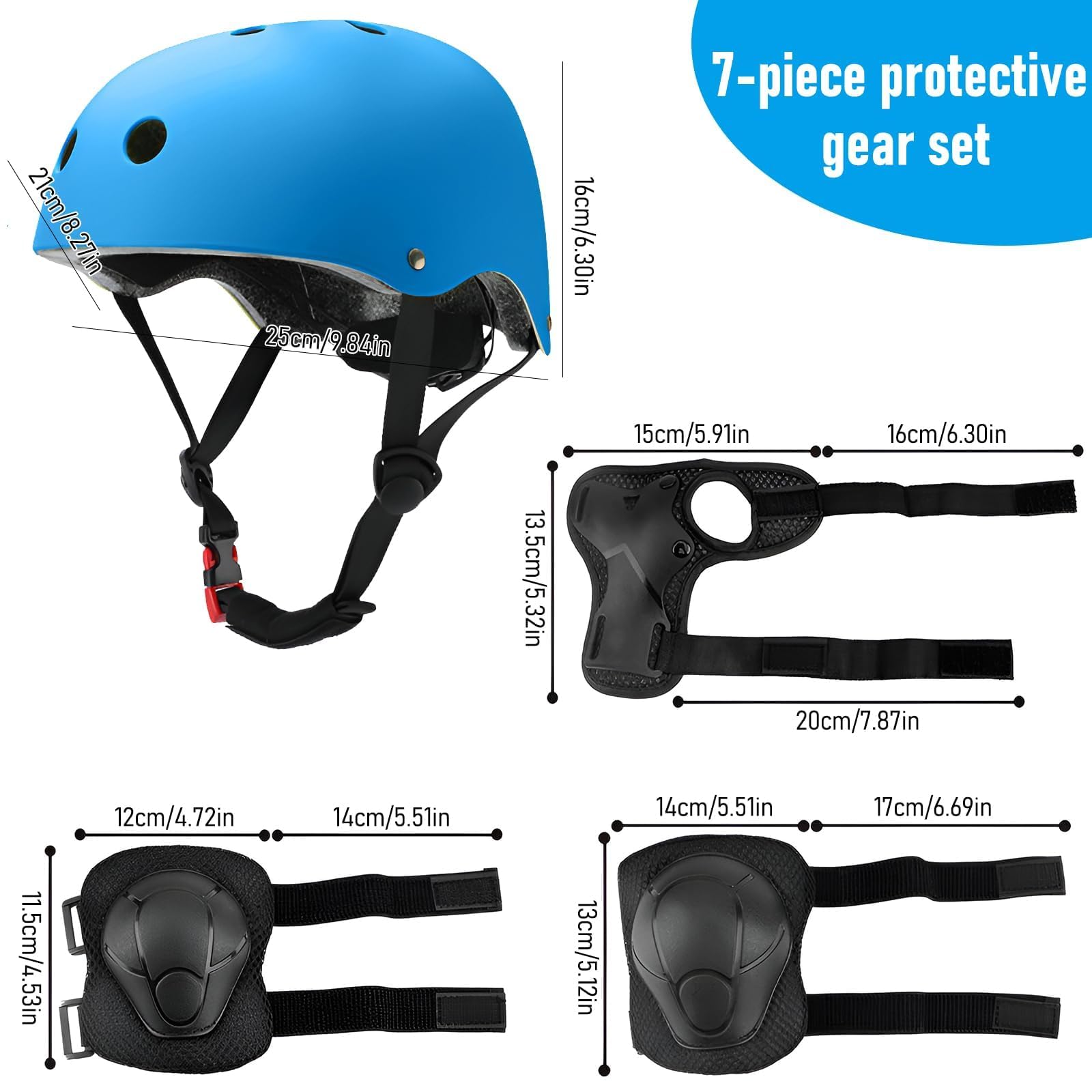 Casco protettivo per bambini regolabile con ginocchiere gomitiere poggiapolsi pattinaggio bicicletta scooter sport all'aria aperta