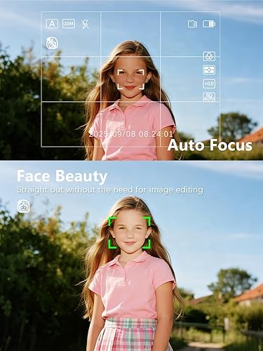 Miniatura 3 de Cámara digital True 4K con modo belleza, cámara de vlogging de 64MP para principiantes, zoom 16X, antivibración y enfoque automático, tarjeta de 32