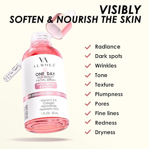 Miniatura 2 de ALMOES SERUM 20% Vitamina C, alfa arbutina, ácido poliglutámico, ácido hialurónico, vitamina E, colágeno, fórmula minimizadora de poros, suero