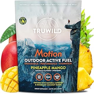 TruWild Motion All Natural Pre Workout Powder Drink Mix for Men & Women w/No Jitters or Crash â€“ Whole Food Plant Based Vegan â€“ Organic w/Electrolytes + BioPerine â€“ 20 Servings (Pineapple Mango)