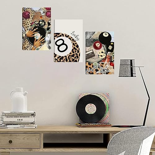 Miniatura 5 de RVETNGVM 3Pcs Trendy Leopard Wall Art Black Girl Trendy Disco 8 Ball Poster Vinyl Record and Glam Nails Retro Cheetah Wall Decor Aesthetic Trendy
