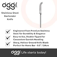 Vista 7 de Oggi Cuchillo de camarero, cuchillo de barra de 9.5 pulgadas/9.4 in, mango de acero inoxidable, hoja de acero inoxidable de doble punta, accesorios