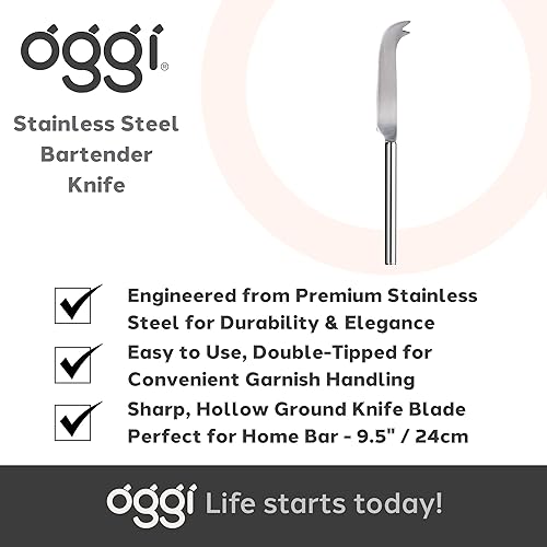 Miniatura 7 de Oggi Cuchillo de camarero, cuchillo de barra de 9.5 pulgadas9.4 in, mango de acero inoxidable, hoja de acero inoxidable de doble punta, accesorios