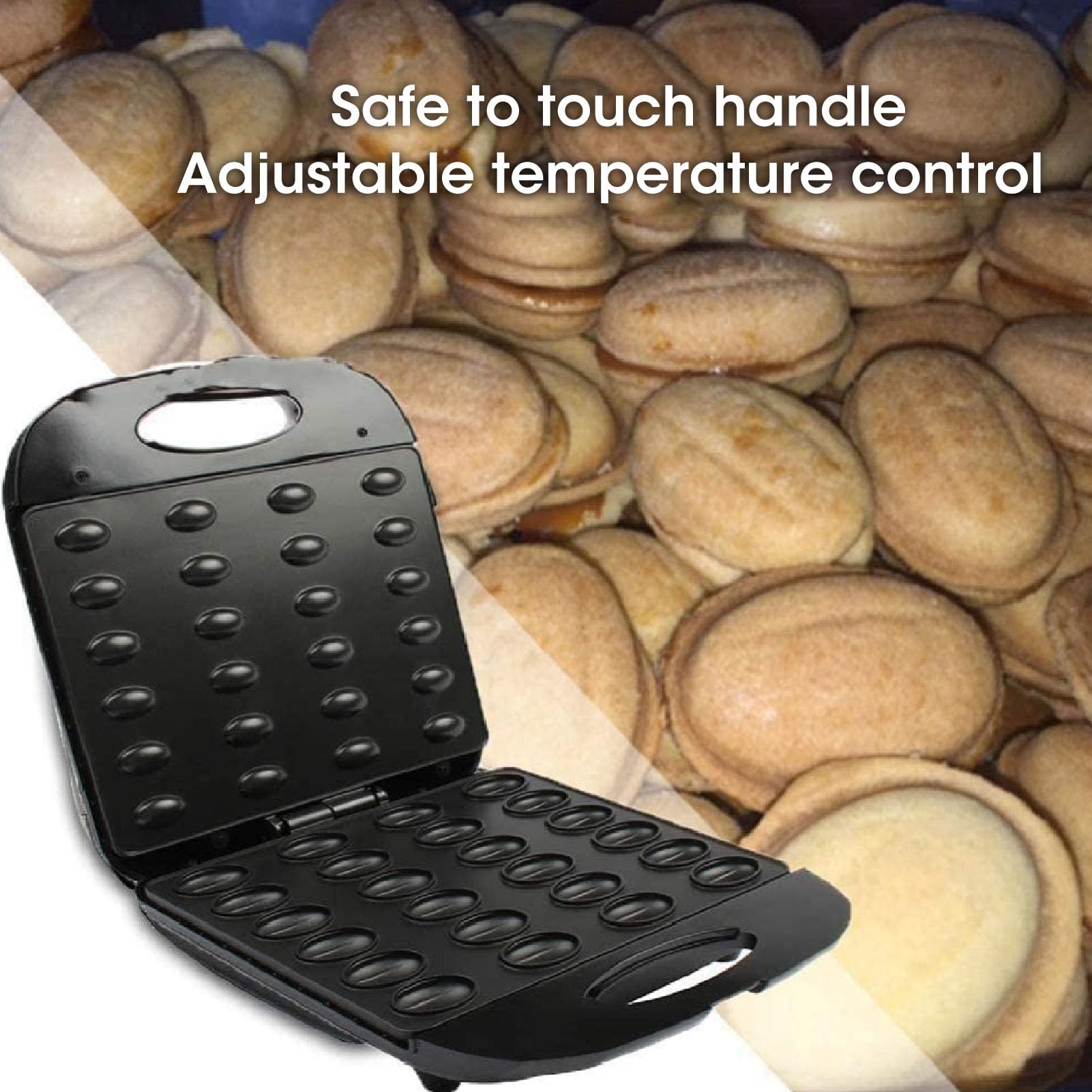 Mini Machine à Crêpes, Machine à Gâteaux électrique aux Noix 1400W, à Cuire les Noix pour la Cuisine à Domicile (Prise UE 220V 2200W plus 2200W)