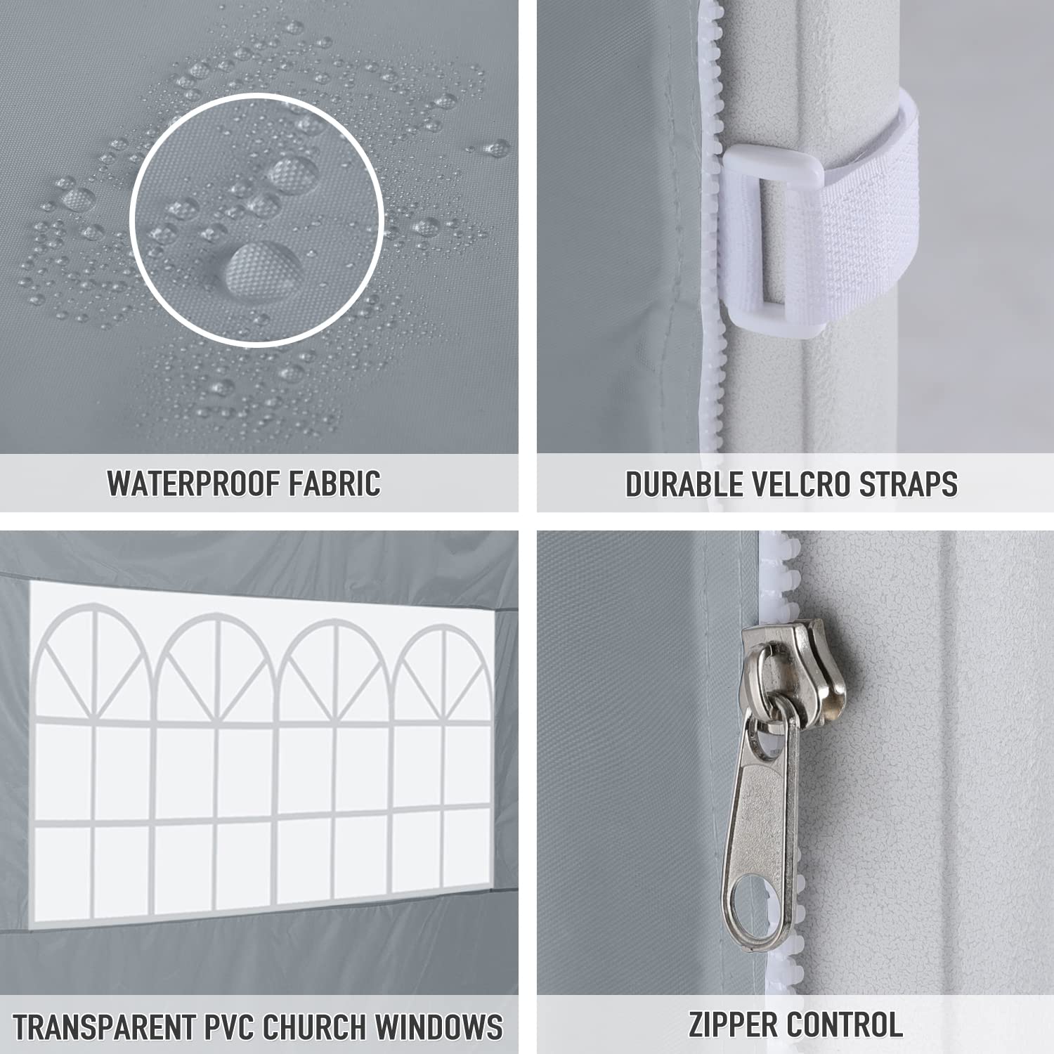 SANWAY Sonnenwand Für Pop-up-Zelt – 25,4 X 25,4 Cm, Wasserdicht, UV-Schutz, Mit Taschen, Dunkelgrau