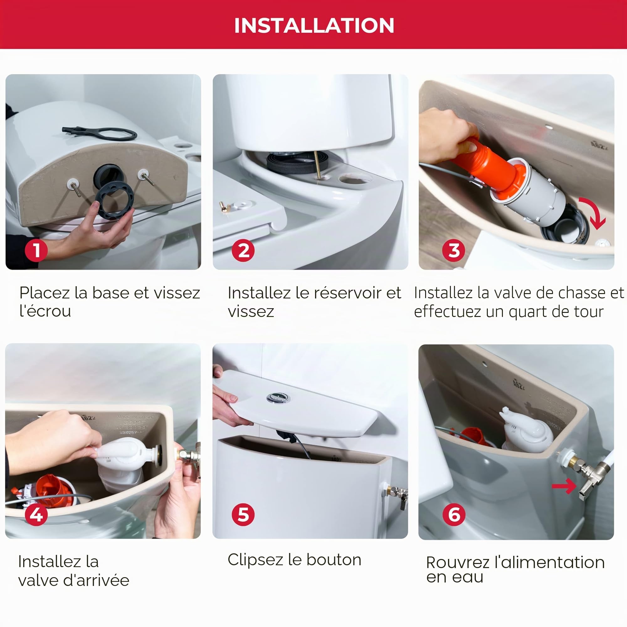 Wirquin Chasse d'eau WC complète mécanisme double chasse MW2 robinet flotteur F90